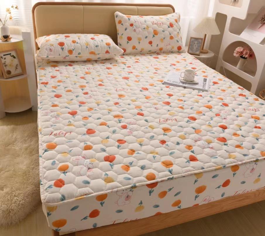 100% хлопчатобумажная ткань, утолщенный стеганый наматрасник, двойной размер, высококачественный защитный чехол для кровати на заказ, не включая наволочку