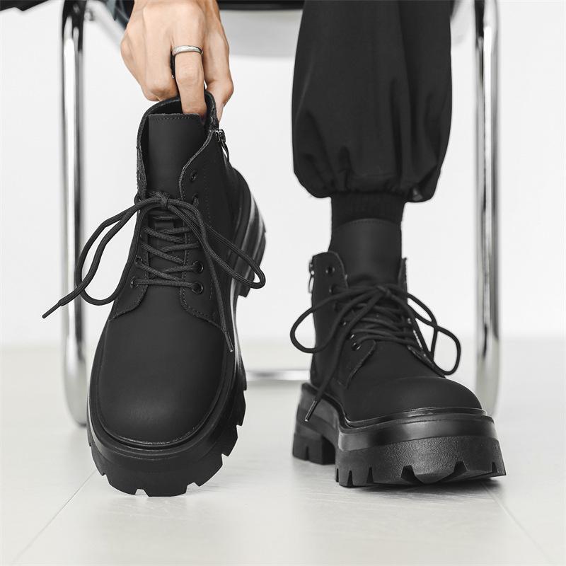 Мужские повседневные панк-рок платье ботинки на платформе шнуровка натуральная кожа обувь ковбойские массивные ботинки крутые осенне-зимние ботильоны мужские