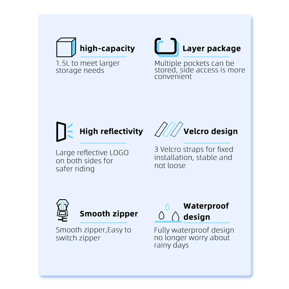1,5 л Сумка для велосипеда Сумка с передней трубкой на раму велосипеда Сумка на переднюю раму велосипеда Водонепроницаемая гладкая молния Велосипедный спорт