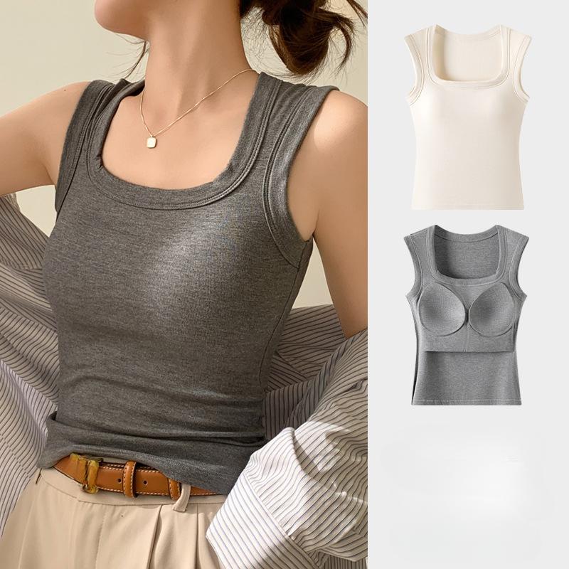 Elegance Casual Stylish Vest H875 with Chest Pads One-piece Wide Straps Undershirt Female Internal Summer Work Word Slim Bottoming Tops Bustier