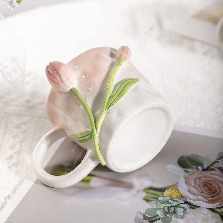 Трехмерная рельефная чашка-тюльпан, ветряная кофейная чашка, нерегулярная керамическая чашка ручной лепки