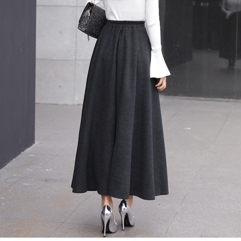 Шерстяная юбка средней длины Tooxika, длинная юбка с высокой талией и большим подолом, утолщенная юбка-трапеция, юбка-зонтик