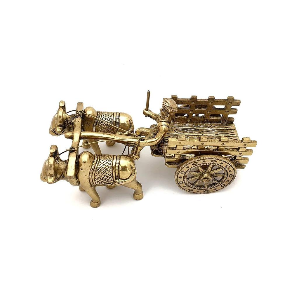 7.5 Inches Brass Bullock Cart Showpiece, Showpiece for Home, Home Decor Items, Aesthetic Room Decor, Corner Shelf Showpieces, Standard, Pack of 1