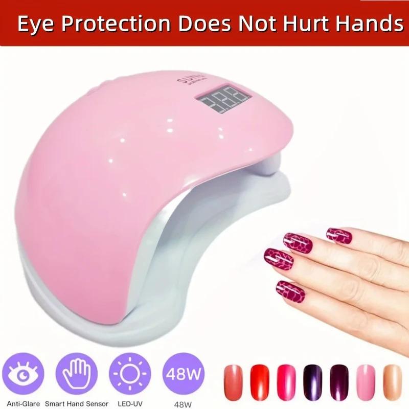48W Professional LED UV Nail Lamp - 48W Fast-Drying for All Gel Types, Salon-Grade Nail Art Tools for Fingernails & Toenails