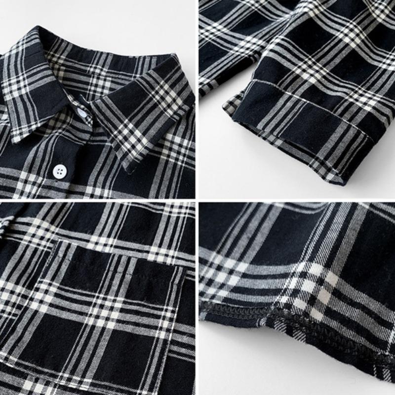 Women S Vintage Plaid Loose Long Sleeve Shirt