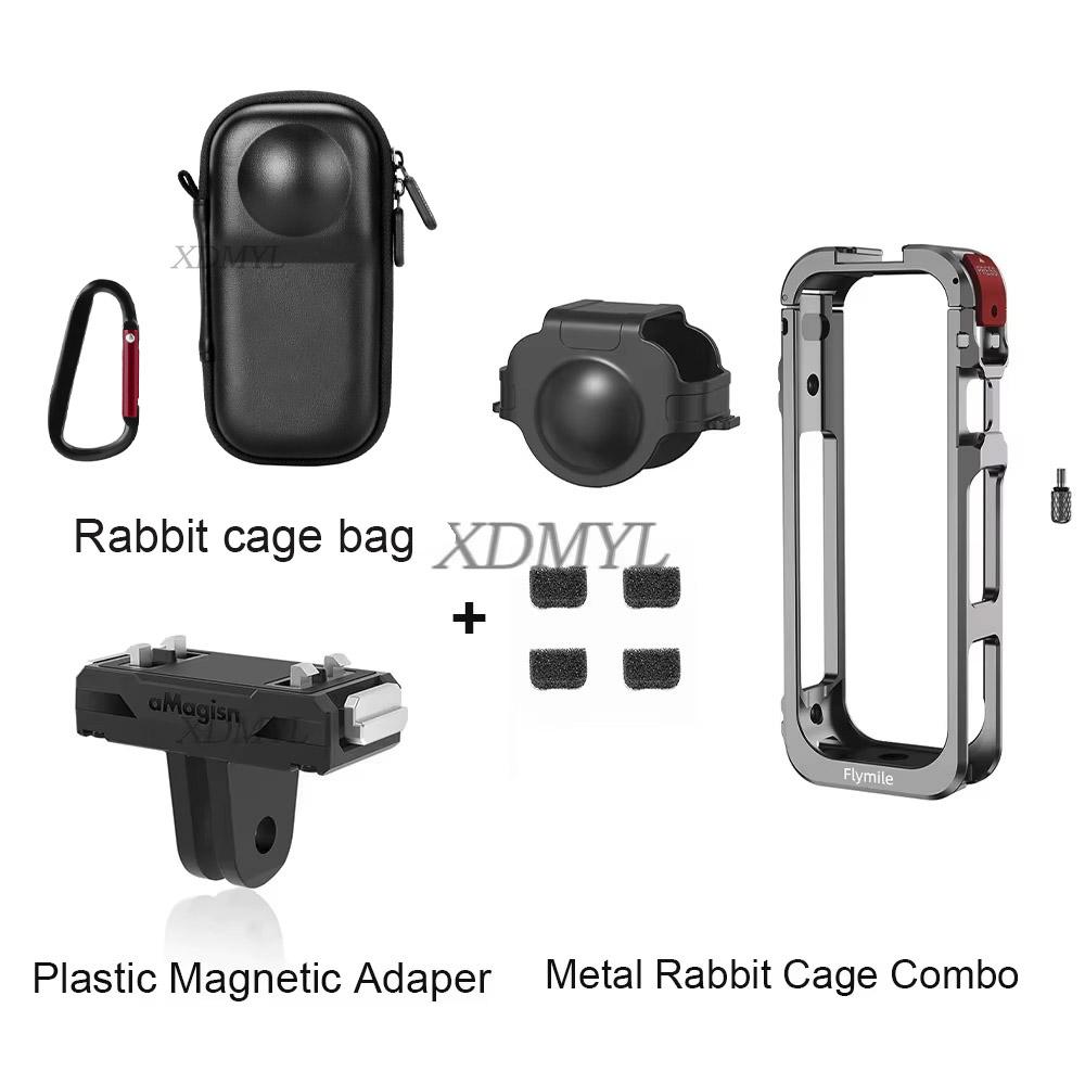 Aluminum Alloy Protective Case For Insta360 X5 Camera Frame Rabbit Cage With Silicone Lens Cover Cold Shoe and 1/4" Threads
