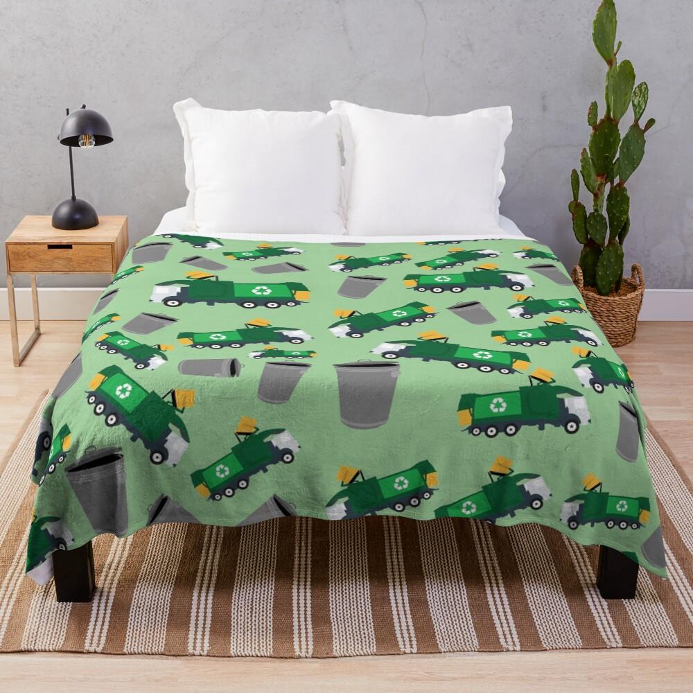 Recycling Garbage Truck Pattern Throw Blanket