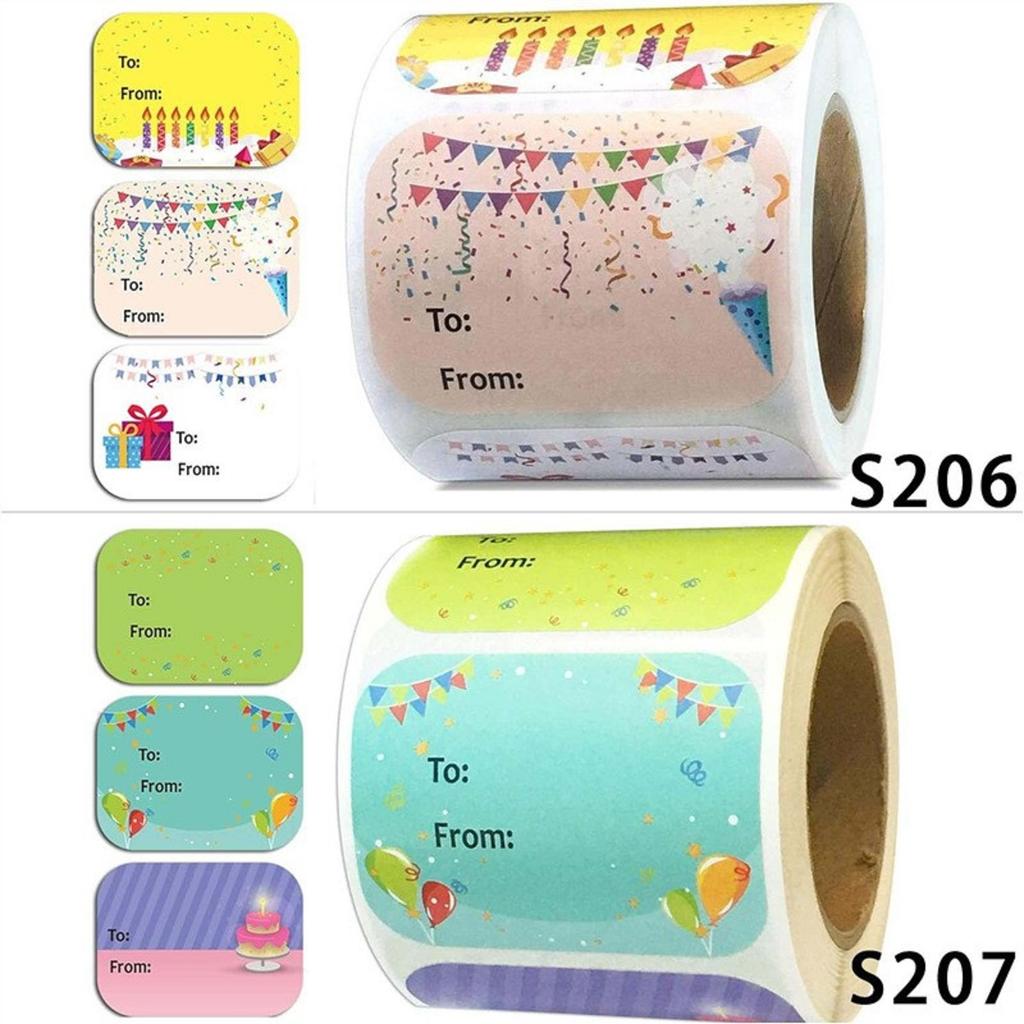 200pcs Gift Tags - Happy Birthday Self-Adhesive Sticker Labels - For Women Men Kids - Decorations -