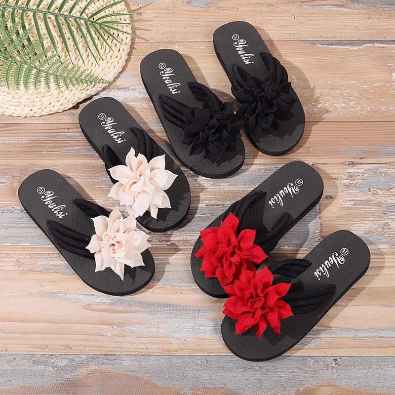 Unisex Plus Size Floral Toe Post Flip-Flops for Summer