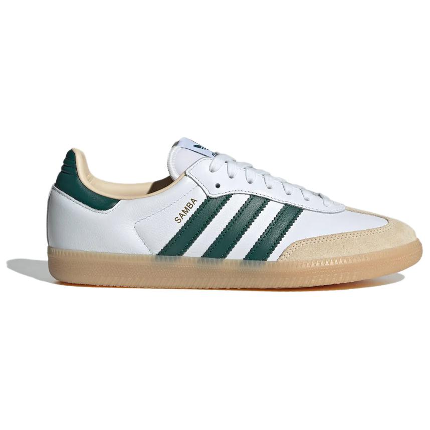 adidas Samba OG Белые Колледжский Зеленый Резиновая подошва Унисекс Кроссовки Облачно-Белые JS3831