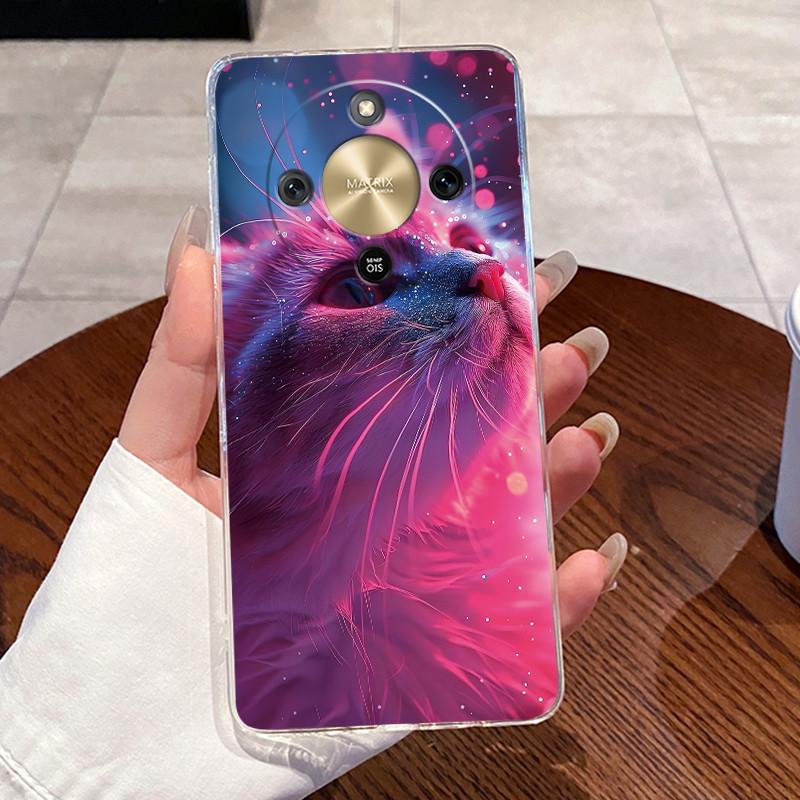 Чехол для Honor X9d Case 5G Эстетичный Модный Милый Мультяшный Кот Мягкий Силиконовый Задний Чехол HonorX9d X 9d 5G Прозрачный Чехол для Телефона