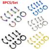 8Pcs 16G Stainless Steel Helix Piercing Jewelry Ear Eyebrow Nose Lip Rings