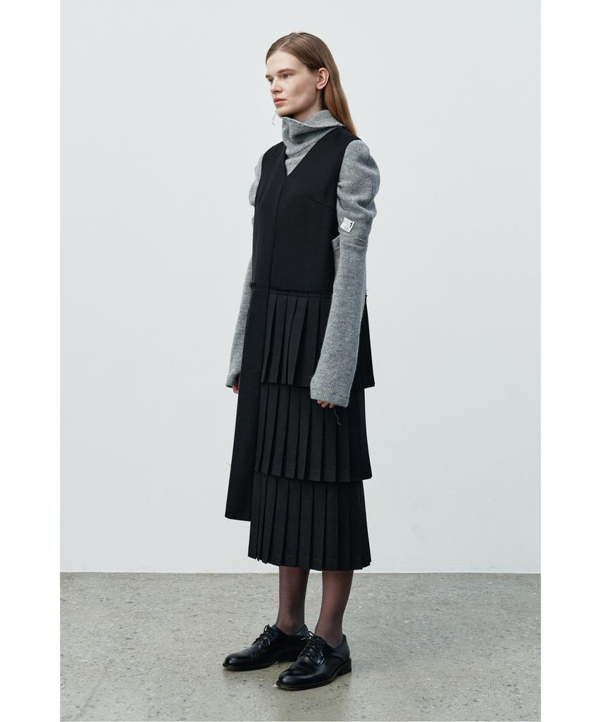 Recorde Pleats Layered Sleeveless Dress Rqdaa25540Bkx