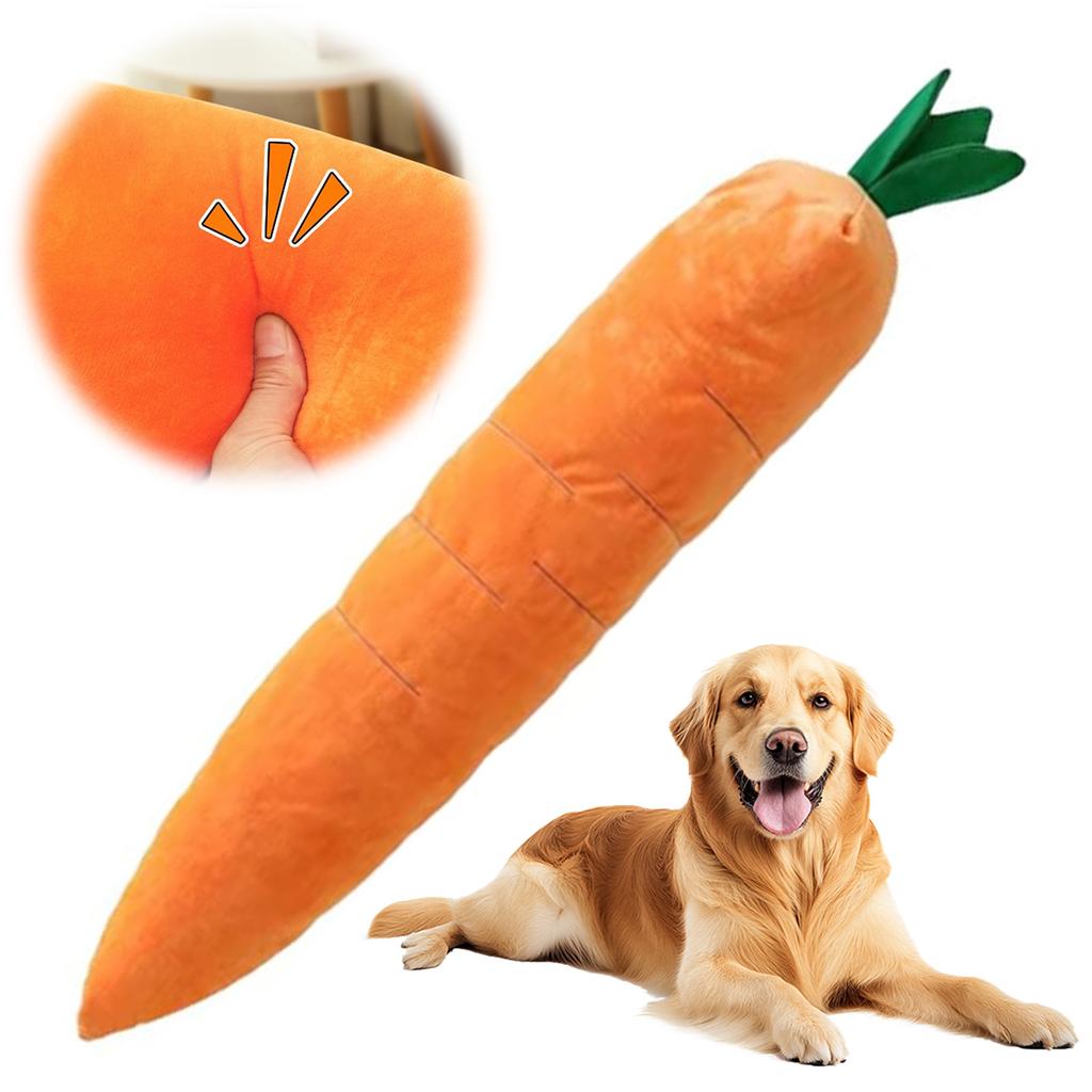 29.53in Plush Dog Squeaky Toys with Soft Squeaker Carrot Teething Toy for Small Medium Large Dogs Indoor Outdoor