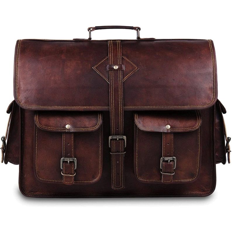 Handmade Leather Laptop Bag for Men Full Grain Large Leather Messenger Bag for Men 18 Inches with Rustic Look Best Leather Briefcase