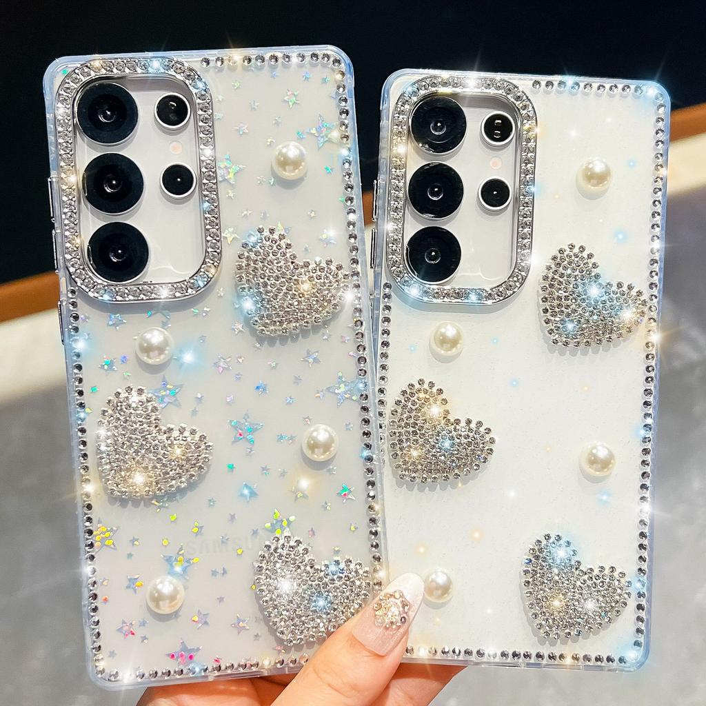 Чехол для мобильного телефона Samsung S25 Ultra Flash Drill A17 Pearl Love A56 Флэш-пудра Роскошная Всесторонняя Защита от Падений
