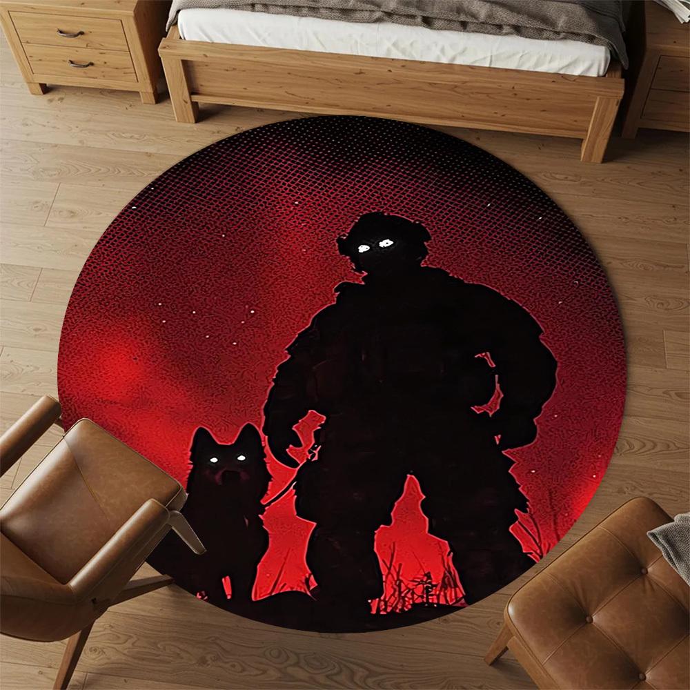 1PC Firefighter police dog Round Chair mat Area Rug - Non-Slip, Floor Mat for Office, Bedroom, home decor Christmas Gift c0528125