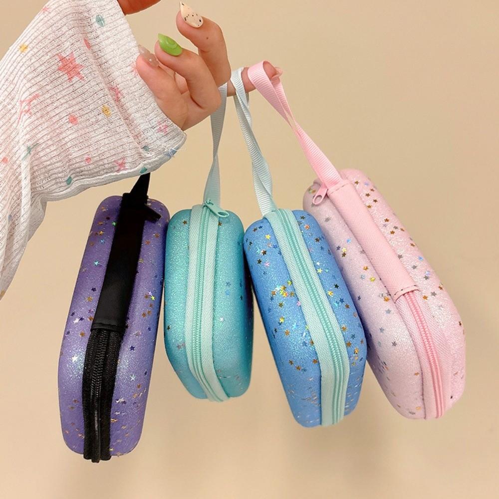 Portable Storage Bags Sparkling Pink Hard Shell Bag High Quality Zipper Bag Headphone Data Cable
