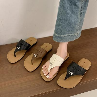 Новая модель можно носить на улице, темпераментный носок, елочка, кисточка снаружи, плоский каблук, крутые шлепанцы женские весна и лето