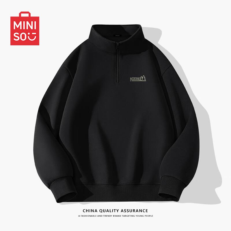 MINISO Men's Vintage Half-Zip Stand-Collar Sweatshirt