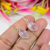 Natural Rose Quartz Gemstone 925 Solid Sterling Silver Gift Earring 1.25" G5a56