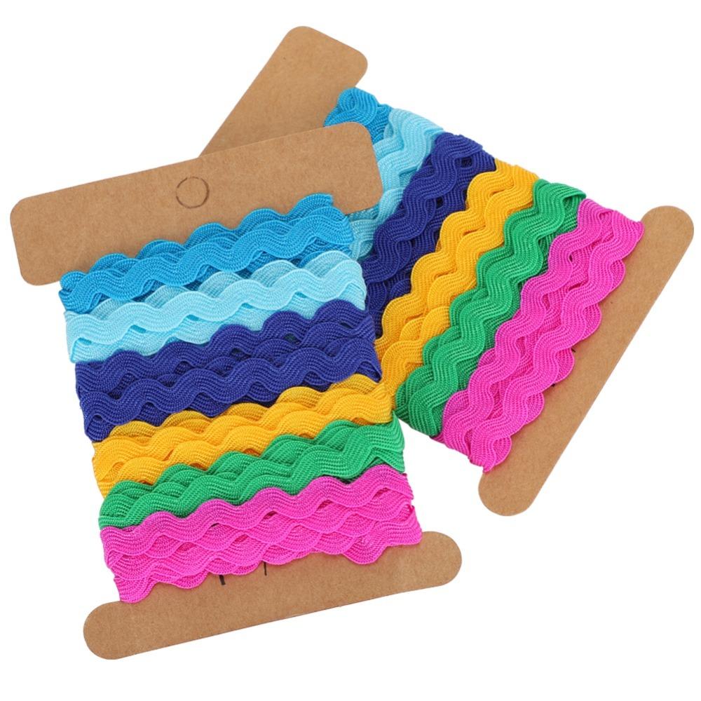 2pcs 8mm Width Wavy Lace Trim Color Ribbon Curved Belt Webbing Hand Made Rick Rack Trim For Sewing