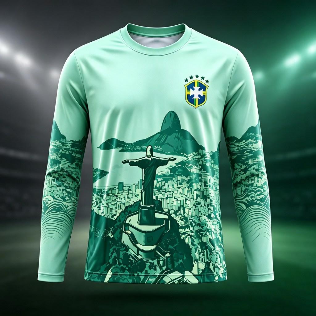 3D Printed Football Jersey Men's Long-sleeved Sports T-shirt for Training Football Tee Brazilian Fans Streetwear Women's T-shirt