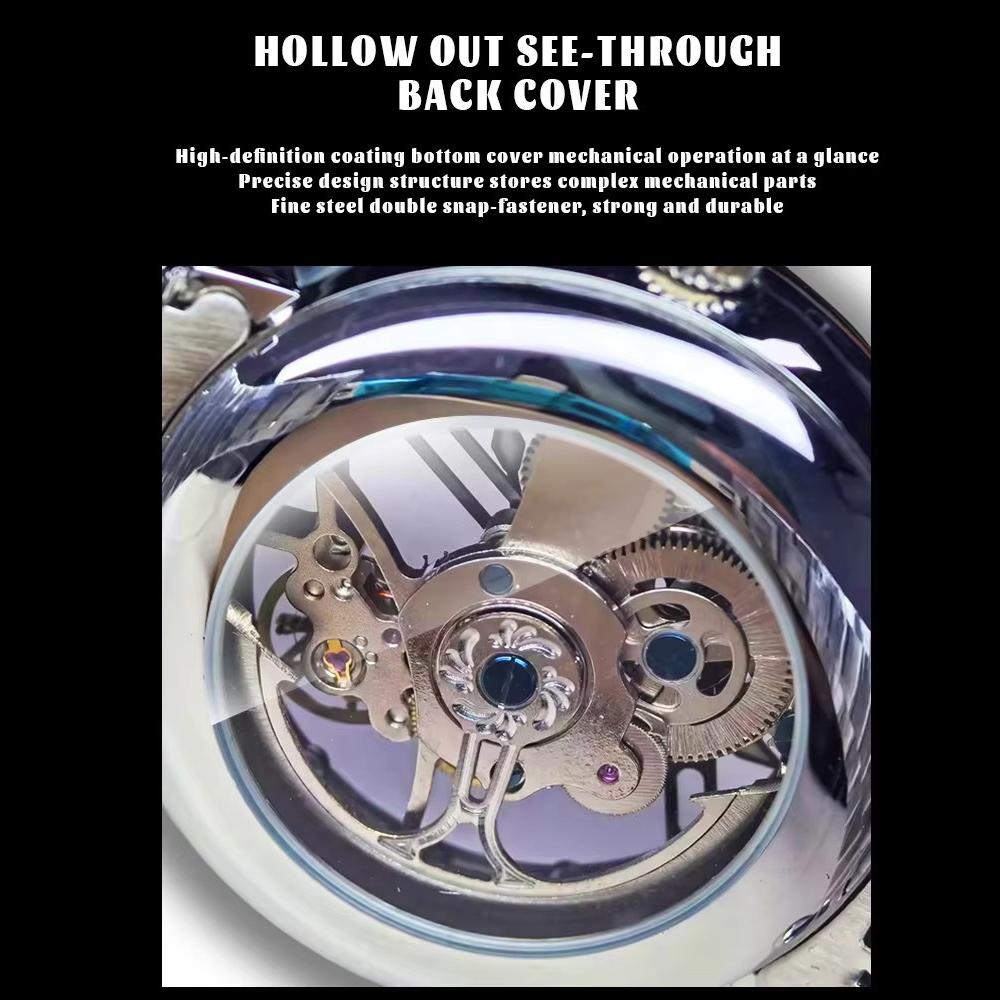 Прозрачные часы Skeleton Tourbillon для мужчин, роскошные водонепроницаемые 3ATM, полностью стальные, автоматические механические часы со стразами, мужские подарки, Reloj Hombre