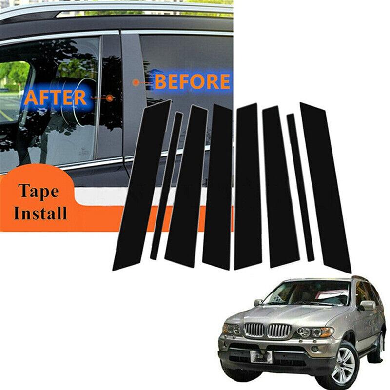 8Piece Car Window Door Column B C Pillar Post Cover Trim Replacement Parts Accessories For Bmw X5 E53 2000-2006 Black Pc Sticker