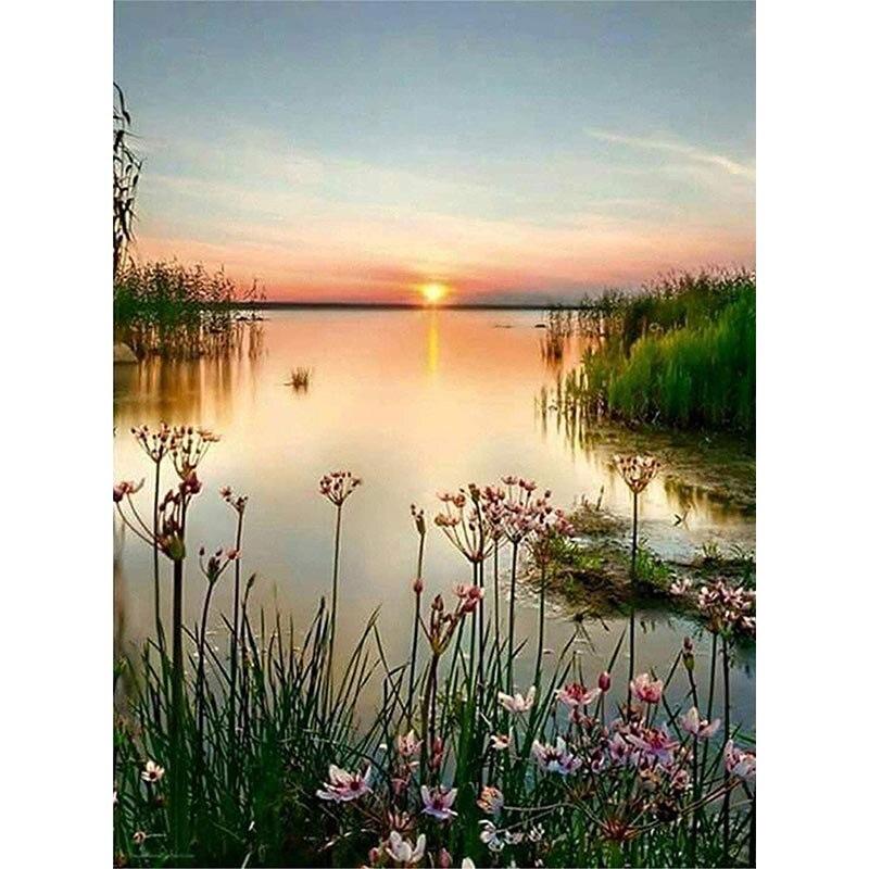 5D DIY алмазная живопись закат пейзаж Алмазная вышивка пейзаж вышивка крестом полная круглая дрель ремесла домашний декор подарок