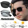 Folding Photochromic Sunglasses High-definition Photosensitive Rectangle Metal Sunglasses Sport Pilot Glasses for Outdoor
