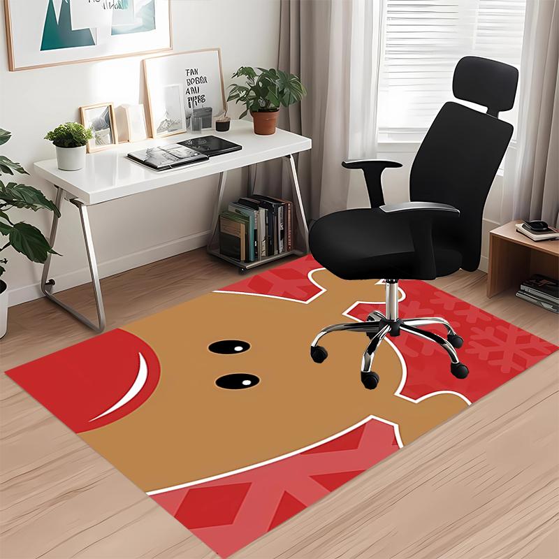 Christmas reindeer Printed Carpet, for Office Chair Living Room Bedroom Kitchen Room Decor Gifts.