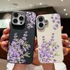 Чехол для телефона из матовой кожи TPU с фиолетовым цветочным принтом для iPhone 16 Pro Max 15 Plus 14 Pro 13 12 11, тонкий, мягкий, противоударный, бампер