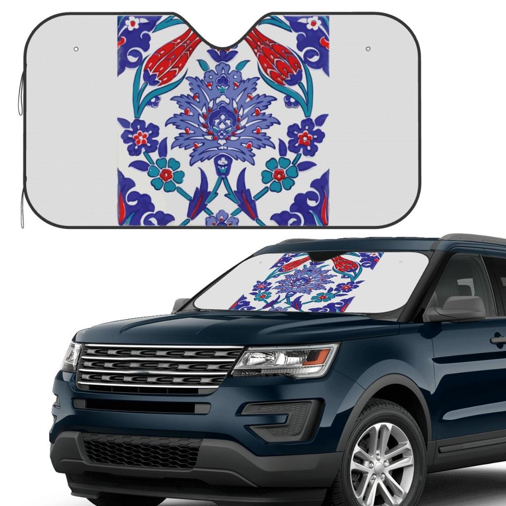 Oriental Tile Floral Pattern Sunshade Windscreen Car Front Windshield Window Sun Visor Accessories Covers