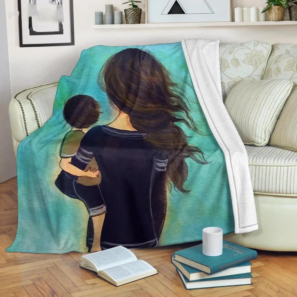 Cartoon mother and daughter blanket winter soft flannel warm blanket sofa bedroom blanket direct supply