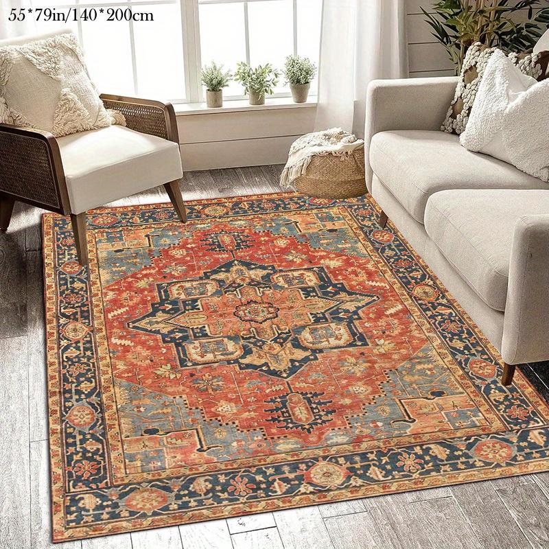 Бархатный коврик с богемным узором, Яркий красный, синий, золотистый дизайн мандалы, Машинная стирка, Для помещений и улицы, Гостиная, спальня, балкон