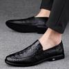 Crocodile Pattern Mens Casual Shoes Genuine Leather Slip On Shoes Fashion Comfortable Male Loafers Outdoor Men Driving Footwear