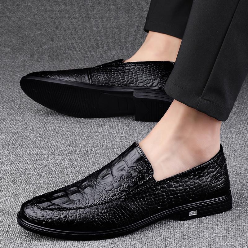 Lluxury Men's Business Genuine Leather Shoes Man Loafers 2024 Sneakers Autumn Crocodile Pattern Moccasin Breathable Casual Shoes