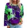 Женские футболки с круглым вырезом, 3D-принтом в стиле граффити, с цветными блоками, повседневные, с длинным рукавом - Мягкая одежда для весны и осени, свободного кроя