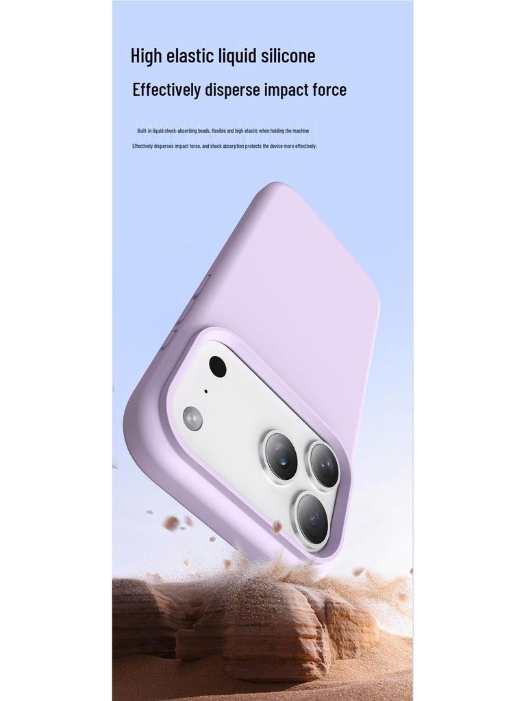 Чехол из жидкого силикона для iPhone 17 Pro Max со встроенными кнопками, защита от падений