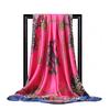 Women Fashion Square Vintage Print Satin Neckerchief Sun-Proof Scarf Scarves Shawl High Quality 1PC 90*90cm