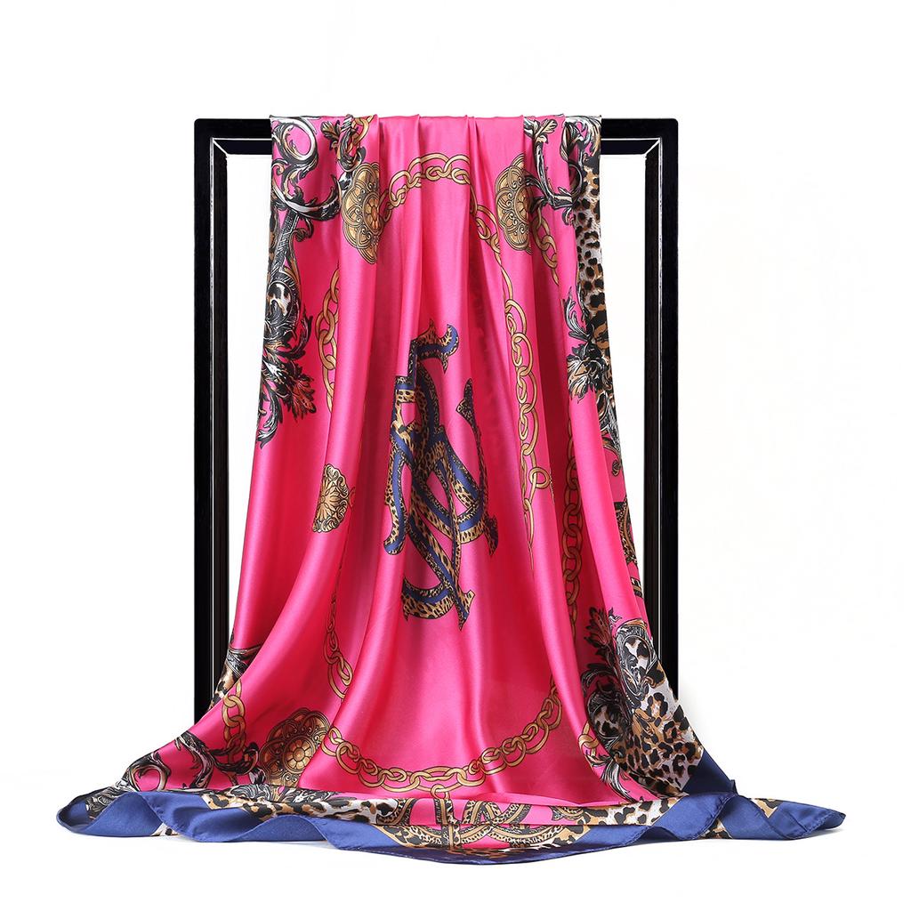 Women Fashion Square Vintage Print Satin Neckerchief Sun-Proof Scarf Scarves Shawl High Quality 1PC 90*90cm