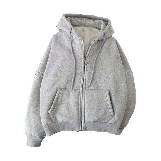 Плотное пальто большого размера на молнии с плюшевой подкладкой и эластичными манжетами