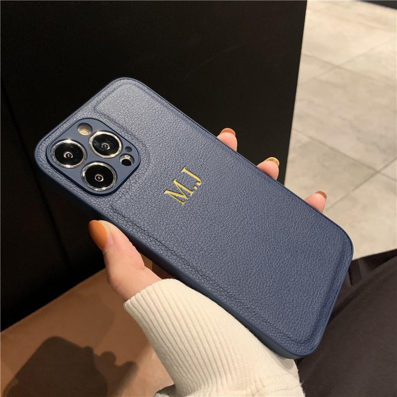 Персонализированный чехол для телефона для iPhone 17 16 15 14 13 12 11 Pro Max Plus 17 Air Инициалы Имя Роскошный кожаный чехол Подарки
