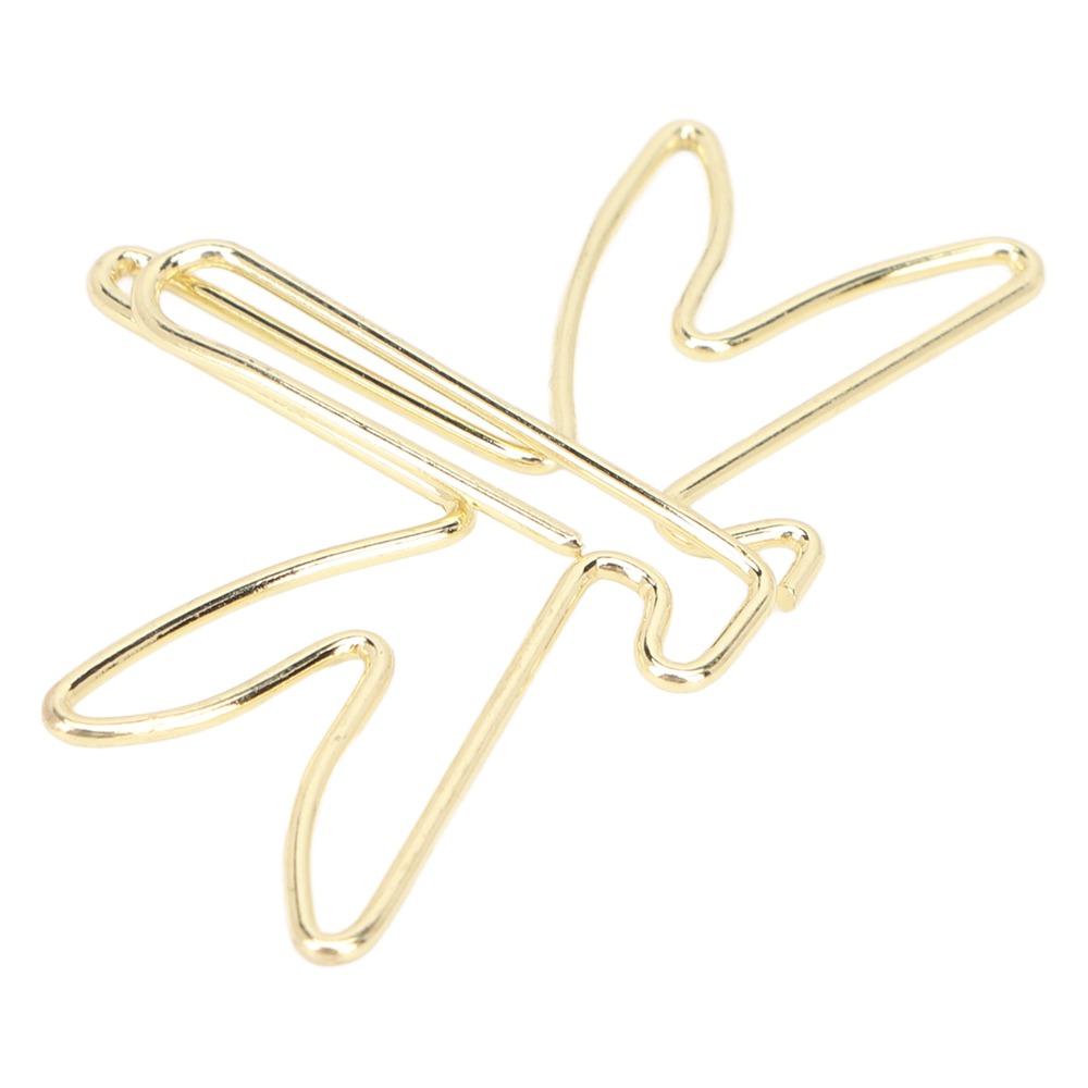 100Pcs Electroplating Metal Paper Clips Dragonfly Shape Jumbo Wide Clips Document Organization