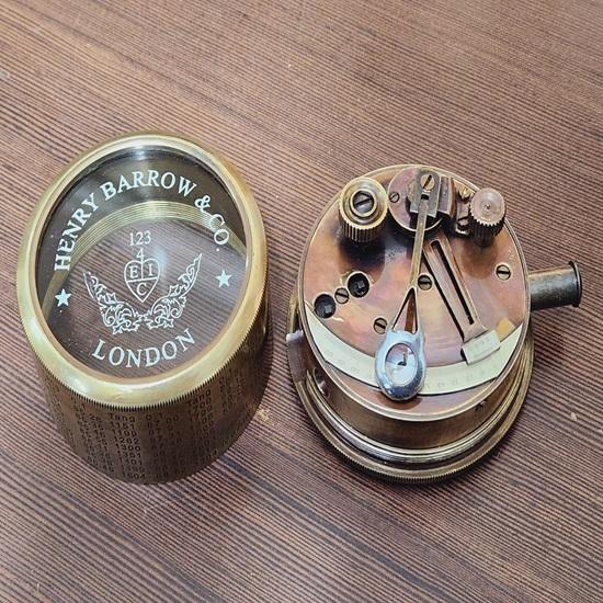 Maritime Brass Sextant Nautical British Army Pocket Box Sextant with Wood Box by Henry Barrow, Co London