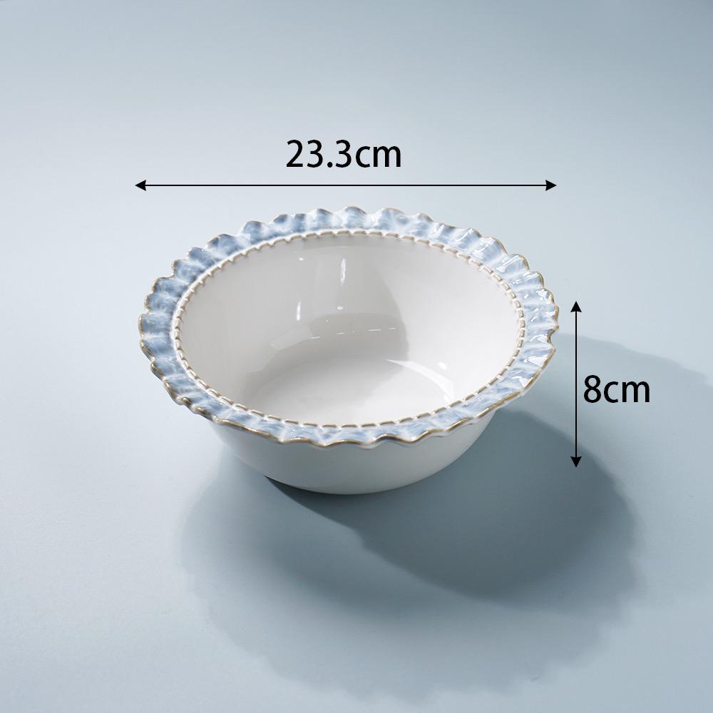 Чувствуй! Набор посуды с синим кружевом: Стейк, Завтрак, Западная кухня, Десерт, Фруктовые тарелки