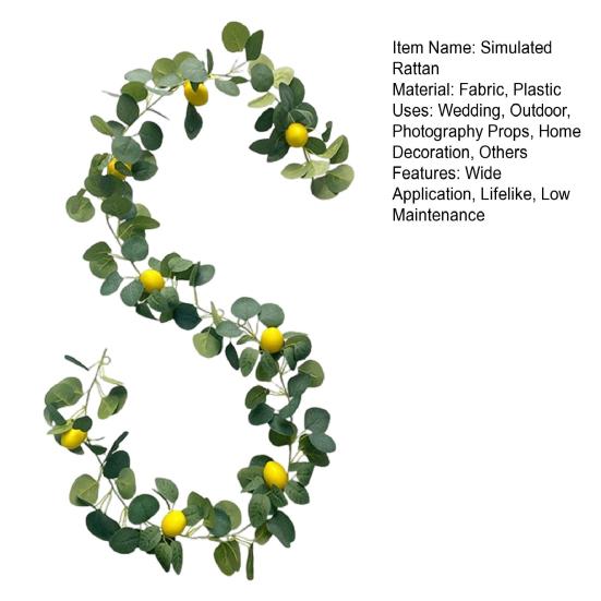 Искусственная гирлянда из лимонов, искусственная зелень, лианы, искусственные листья эвкалипта с лимонами для дома