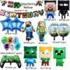 Шары и флажки для вечеринки в стиле Pixel Creeper и Roblox