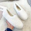 Fashion Plus Size 34-43 White Lambswool Loafers Woman Winter Cotton Shoes Warm Plush Mocasines Mujer 2025 Ladies Daily Sheep Fur Flats